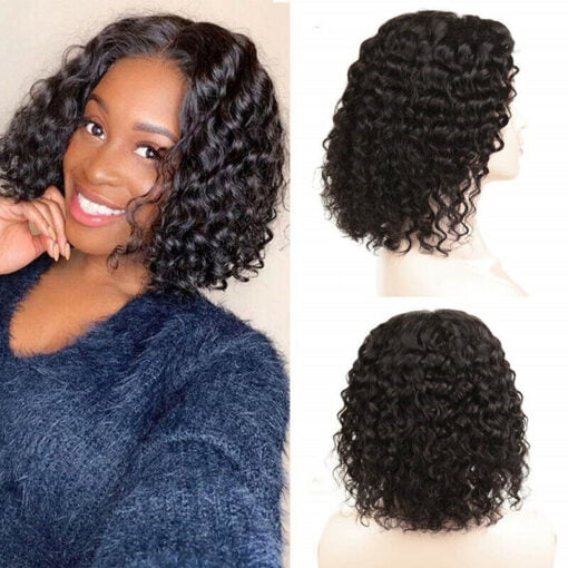 10 Inch Human Hair Water Wave Curly Lace Front Wig With Baby MI1605222