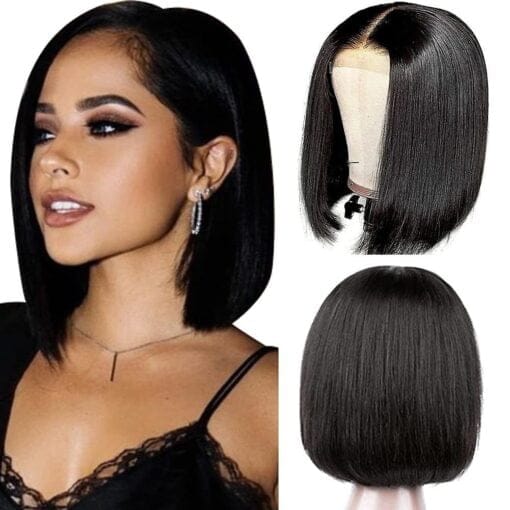 10 Inch Short Bob Wig Human Hair Glueless Wigs Human Hair Pre Plucked Short Bob Wigs For Women Black Women Human Hair,180% Density 10A Short Bob Wig Human MI1602069