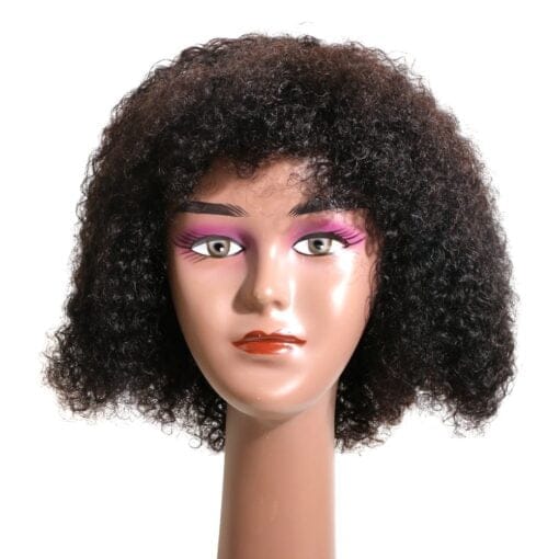 12 Inch Water Wave Curly Bob Human Hair Wig With Bangs Full MI1606087