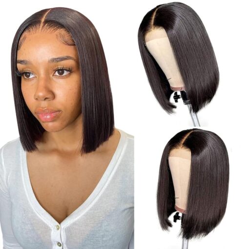 12Inch 4X4 Short Bob Wigs Human Hair Lace Closure Wigs MI1602989