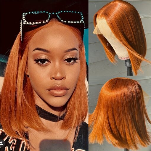 134 Lace Front Wig Human Hair Short Bob Highlight Ombre Wig MI1604306