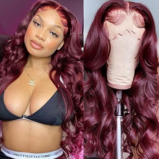 13X4 Body Wave 99J Burgundy Wig Hair MI1611334