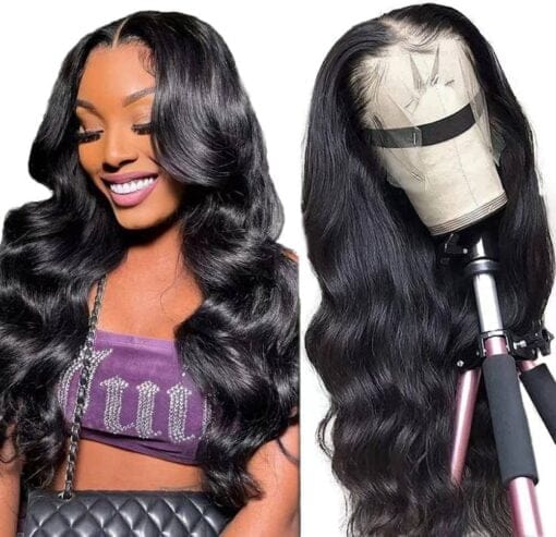 13X4 Body Wave Lace Front Wigs Human Hair 18 Inch Hd Lace Front Wigs Human Hair Pre Plucked 180 Density Black Glueless Lace Front Human Hair Wigs For Women MI1603212