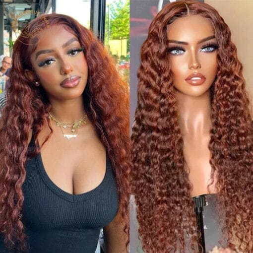 13X4 Brazilian Chocolate Brown Deep Wave Lace Front Wig MI1610855