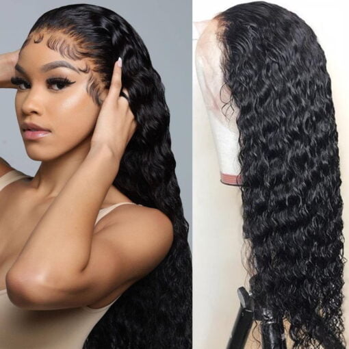 13X4 Deep Wave Lace Front Wigs Human Hair 20Inch Pre Plucked MI1602796