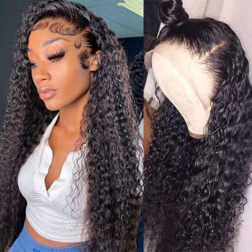 13X4 Lace Front Wigs Human Hair Pre Plucked 180% Density Brazilian Wet And Wavy Human Hair Wigs For Women Black Women Glueless Curly Lace Frontal Wigs Human MI1602216