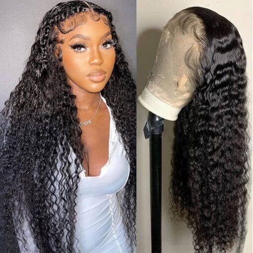 13X4 Water Wave Lace Front Wigs Human Hair Pre Plucked Bleached Knots 180 Density Water Wave Frontal Wigs Human Hair Wigs For Women Women Glueless Hd MI1602909