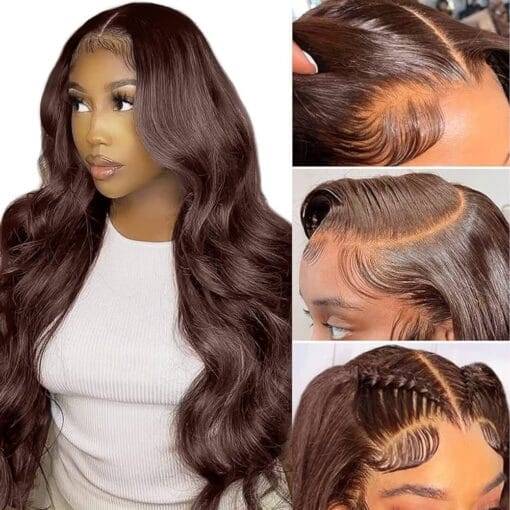 13X6 Chocolate Brown Body Wave Lace Front Wigs Lace Front Wig Human Hair With Baby Hair 150 Density Brazilain Virgin Glueless Wigs Human Hair Brown MI1611264