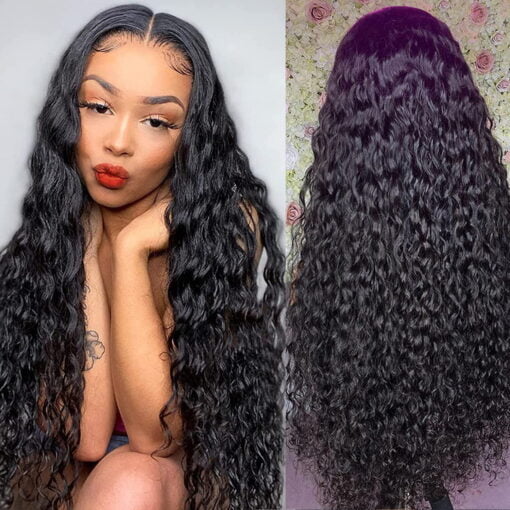 13X6 Lace Front Wigs Human Hair 200% Density Water Wave Wigs MI1604396