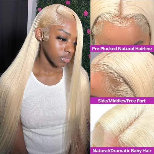 13X6 Transparent Lace Front Wig Straight 613 Blonde Color MI1610574