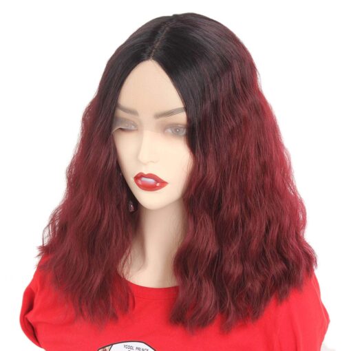 14 Inch Loose Wavy Lace Front Bob Wigs Ombre Middle Part MI1604680