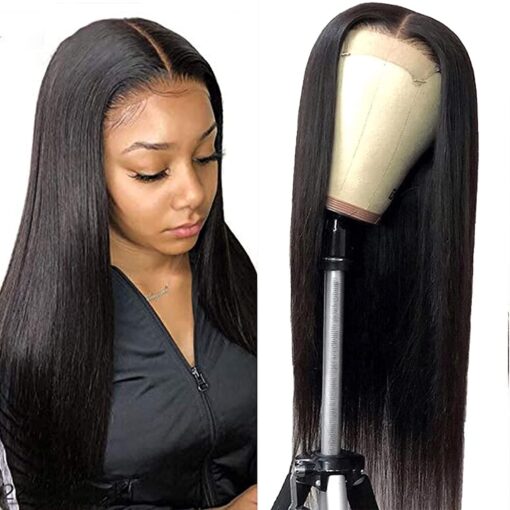 16 Inch 4X4X1 T Part Hd Lace Front Wigs Human Hair Brazilian Straight Human Hair Wigs For Women Black Women Lace Closure Wigs Pre Plucked Natural Hairline MI1602503