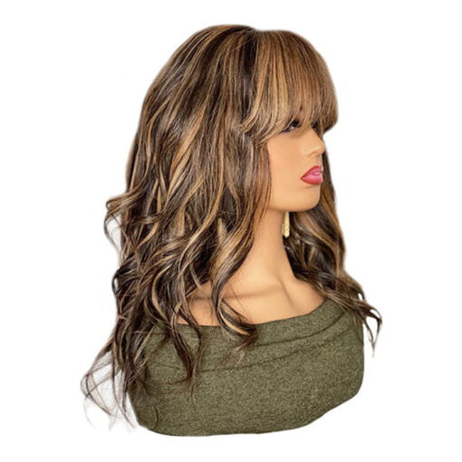 16 Inch Sexy Brown Blonde Highlights Human Hair Wig MI1603057