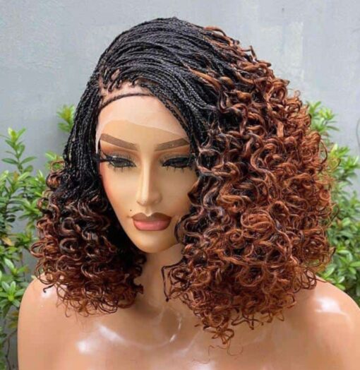 16Inch Curly Lace Frontal Micro Braid Deep Curl Twist Wig MI1603049