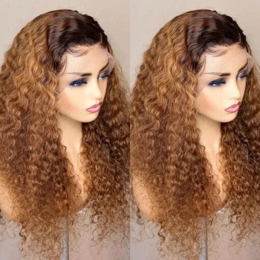 18 Inch Ombre Synthetic Lace Closure Wig Afro Kinky Curly MI1610617