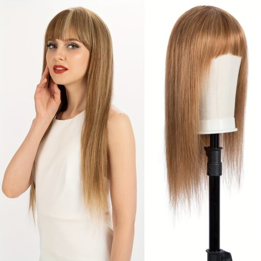 180% Human Hair Wig Long Straight Wig Bangs 24 26 Long P4/30 MI1605281