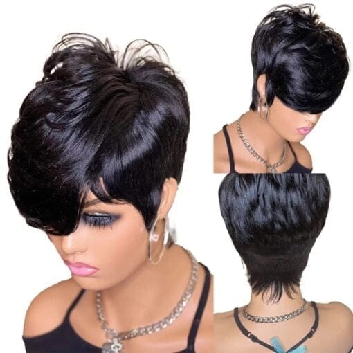 180Density Pixie Cut Wig Transparent Lace Brazilian Virgin MI1605871