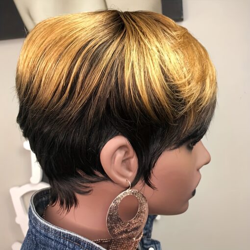 1B/27 Ombre Color Pixie Cut Wig Full Machine Made Human Hair MI1605876