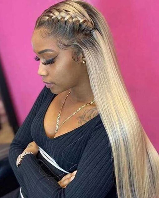 1B/613 Lace Front Wig W/ Dark Roots And Platinum Blonde) MI1610276