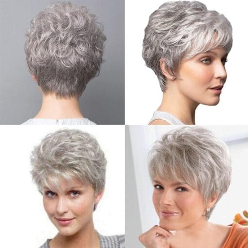 1Pc Fashion Ladies Wigs Women'S Wig Short Silver Grey Wig Natural New Hair F0F0 MI1611879