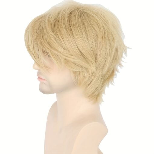 1Pc Mens Wig Dirty Blonde Short Layer Fluffy Cosplay MI1610716