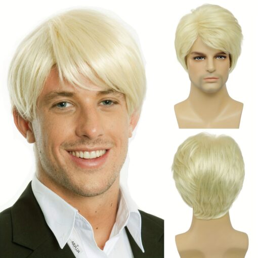 1Pc Mens Wig Short Blonde Wig Cosplay Anime Halloween Dress MI1610713