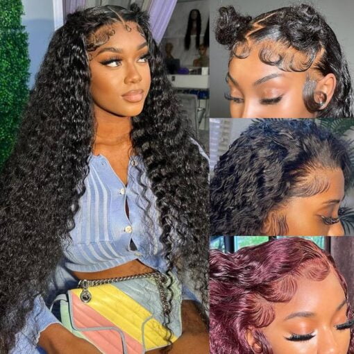 20 Inch Deep Wave Frontal Wigs Human Hair 13X4 MI1602795