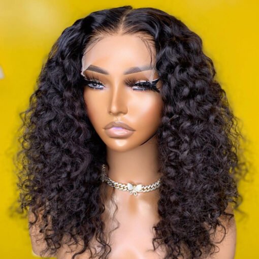 200 Density Deep Wave 13X6 Frontal Wig 5X1 Lace Curly Human Hair Wig Cheap Glueless Bob Wig Lace Front Human Hair Wigs For Women Women MI1604290