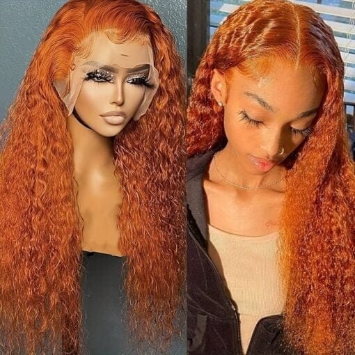 200% Density Ginger Orange 13X4 Hd Transparent Deep Wave MI1605757