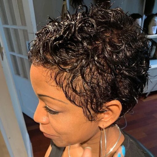 2023 Hot Pixie Cut Curly Short Brazilian Easy Wear Full Lace Wig MI1605830