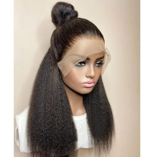 22Inch Yaki Straight Hair Wig Lace Frontal Wig 13X4Lace MI1604268