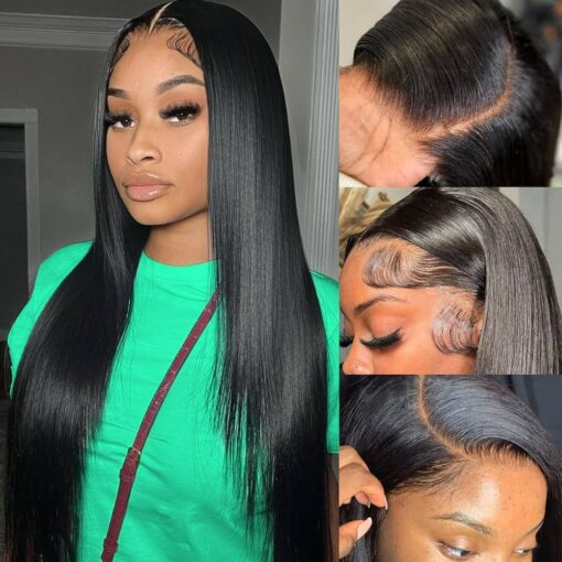 24 Inch 13X4 Straight Hd Pre Plucked Lace Frontal 180% Density Straight Lace Front Wigs Human Hair With Baby Hair Glueless Human Hair Wigs Natural MI1604422