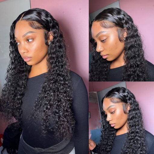 24 Inch Deep Wave Lace Front Human Hair Wigs Pre Plucked Brazilian Virgin Deep Wave Human Hair Wig With Baby Hair Glueless Lace Front Wigs 9A 150% MI1603840