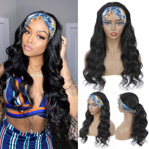 24 Inch Headband Wigs Body Wave Human Hair 180% Density Non Lace Front Wigs Human Hair For Women Black Women Glueless Machine Made Body Wave Headband Wigs MI1604247