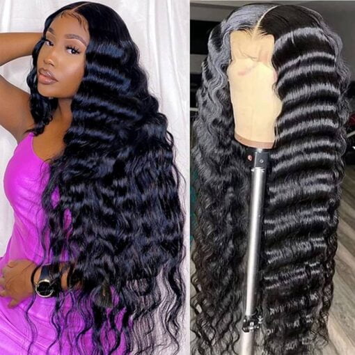 24 Inch Loose Wave Lace Front Wigs Human Hair 13X4 Hd Transparent Loose Deep Wave Human Hair Lace Front Wigs For Women Black Women 180% Density Glueless MI1603516