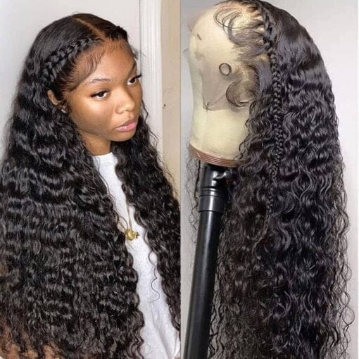 24 Inch Water Wave Lace Front Wigs Human Hair 180% Density 13X4 Hd Transparent Lace Front Wigs Human Hair Pre Plucked Wet And Wavy Human Hair Curly MI1605378