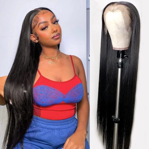 24Inch Straight Lace Front Wigs Human Hair 13X4 Hd MI1604435