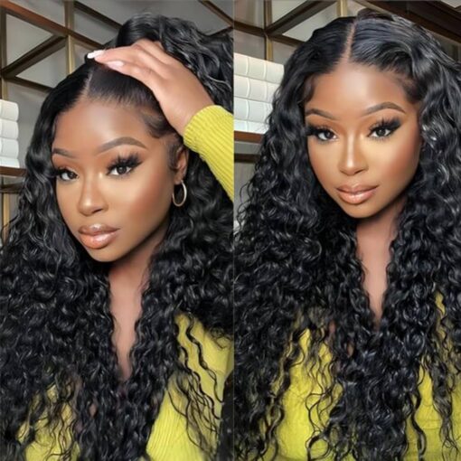 24Inch Water Wave Lace Front Wigs Human Hair Pre Plucked 13×4 Hd Transparent Lace Front Wigs For Women Black Women Wet And Wavy Lace Frontal Wigs With Baby MI1604433