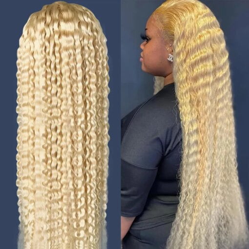 250% 40 Inch 613 Honey Blonde Deep Wave Brazilian Full 13X4 MI1603699