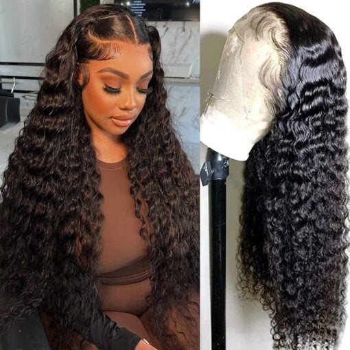 26 Inch 13X4 Deep Wave Lace Front Wigs Human Hair 180% Density 13X4 Hd Transparent Lace Frontal Wig Deep Wave Glueless Wigs Human Hair Lace Front Wigs MI1602738