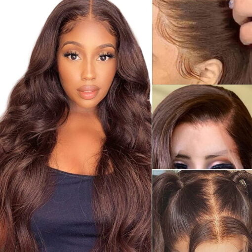 26 Inch Brown Body Wave Lace Front Wigs Human Hair Wigs Hd MI1602704