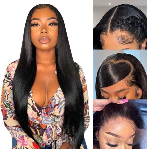 26 Inch Frontal Wigs Human Hair, 180% Density Straight Lace Front Wigs Human Hair Wigs For Women Black Women 13X4 Hd Transparent Lace Front Wigs Glueless MI1604502