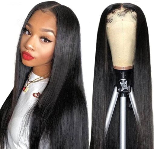 26 Inch Human Hair Lace Front Wigs Straight Hd MI1604478