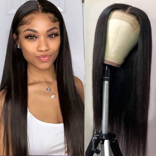 26 Inch Lace Front Wig Human Hair Straight Hd Lace Closure Wigs Human Hair Straight 180% Density Pre Plucked Closure Wig Straight 4X4 Straight Human MI1602519