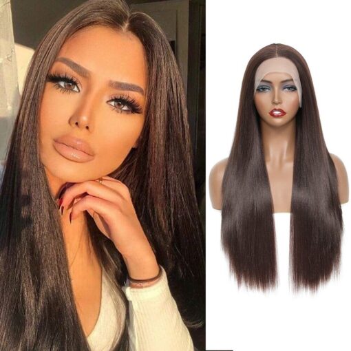 26 Inches Long Straight Dark Brown Fashion Wigs Women MI1604488