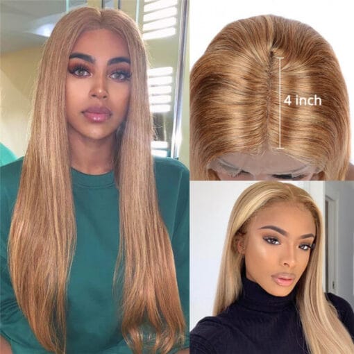 27 Honey Blonde 4X4 Lace Closure Wig For Women Black Women MI1611673