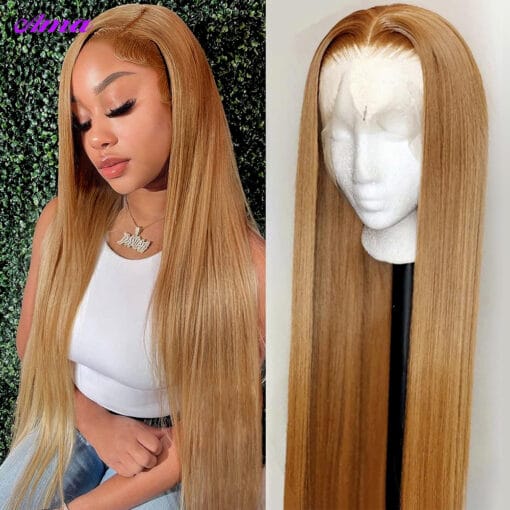 #27 Honey Blonde Lace Front Wig Straight Lace Front Wigs13X4 Colored Human Hair Wigs For Women Women Transparent Lace Closure Wig MI1611687