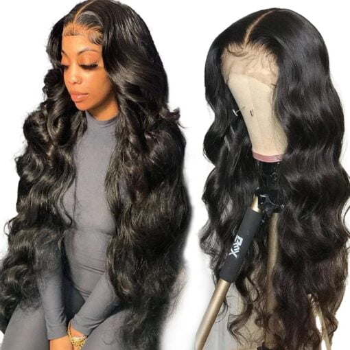 28 Inch 13X5 Hd Full Lace Front Wigs Human Hair Pre Plucked With Baby Hair 180 Density Body Wave Wigs For Women Women Natural Frontal Wig MI1602141