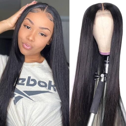 28 Inch Hd Straight Lace Front Wigs Human Hair Pre Plucked 4X4 Straight Closure Wigs Human Hair 180% Density Closure Lace Front Brazilian Hair Wigs MI1605255