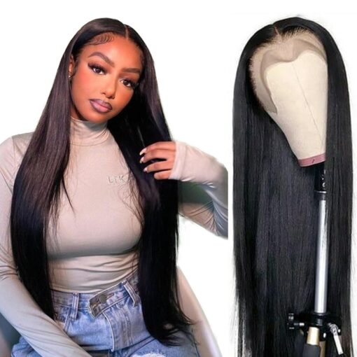 28 Inch Straight Lace Front Wigs Human Hair Pre Plucked 180% Density Glueless Wigs Human Hair 13X4 Hd Transparent Human Hair Lace Frontal Natural MI1605271